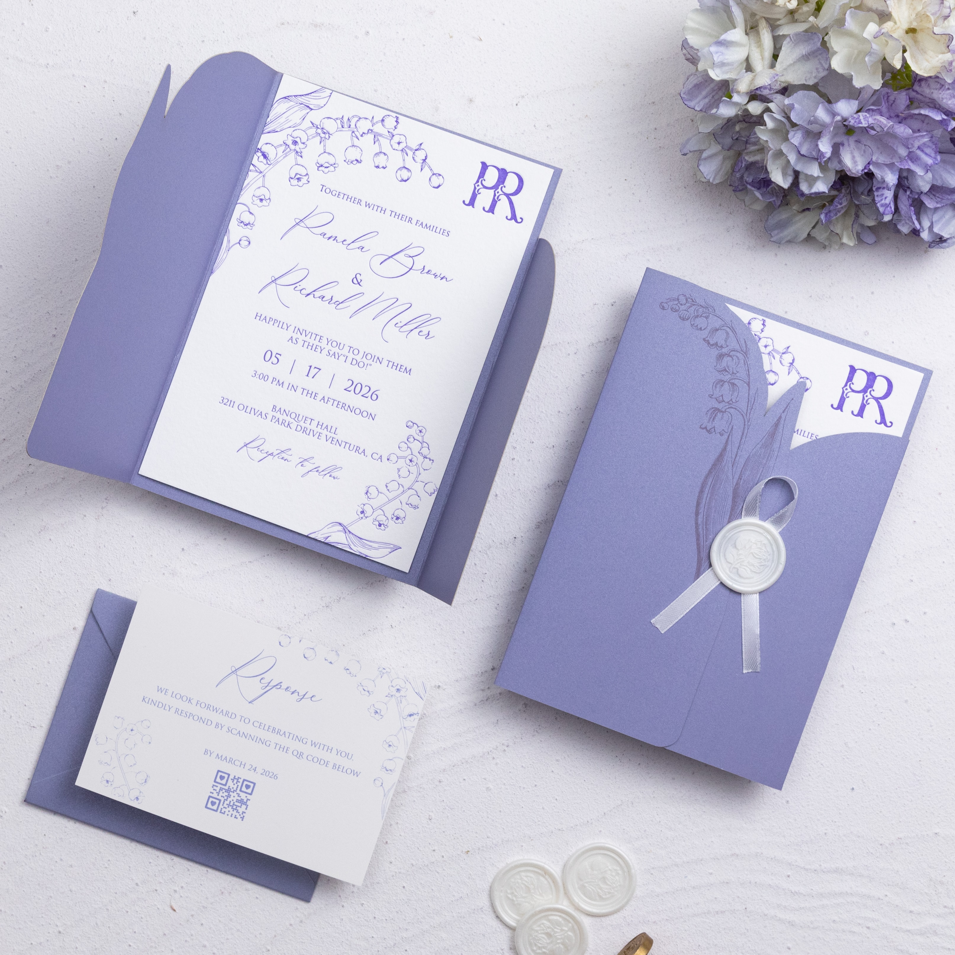Wedding invitation design W76 by EM's Graphic Studio