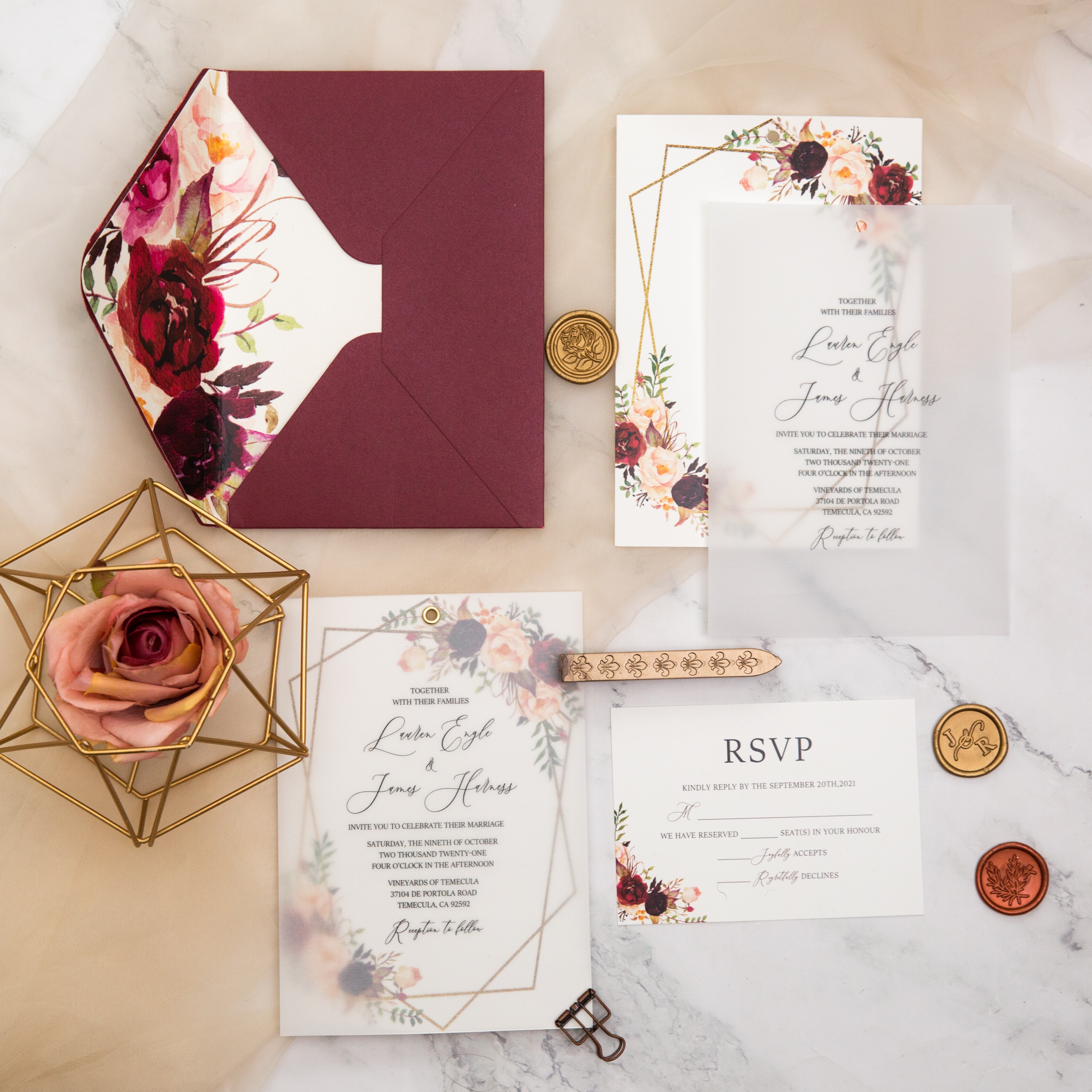 Wedding invitation design W153 by EM's Graphic Studio